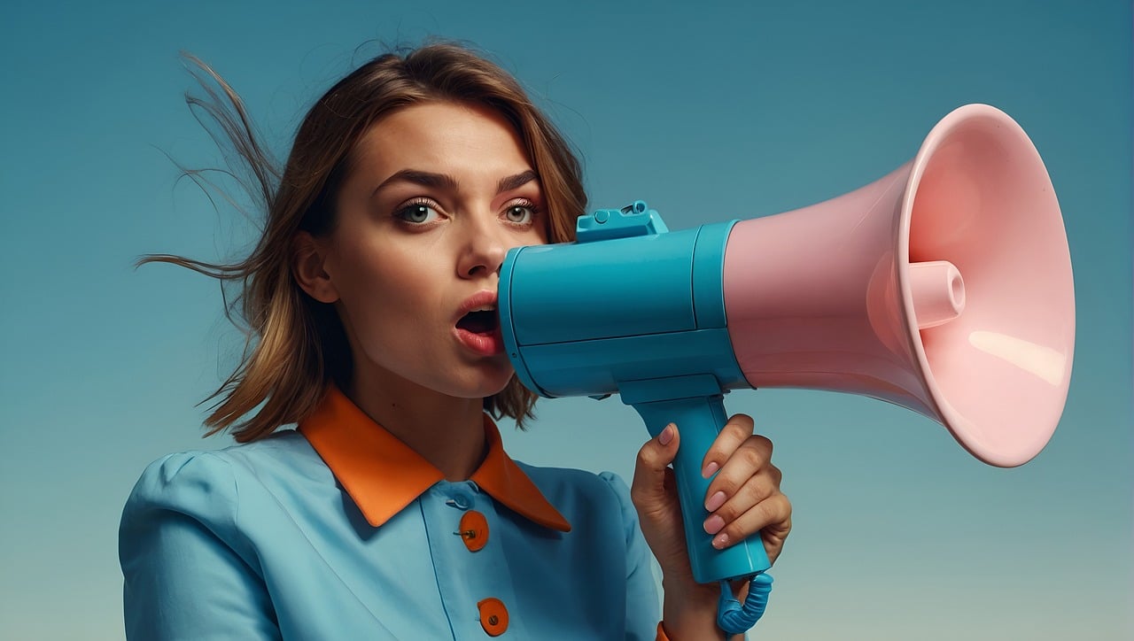 Photo by geralt ai generated, woman, megaphone